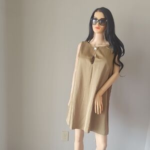 H&M Beige Sleeveless Midi Dress with Keyhole